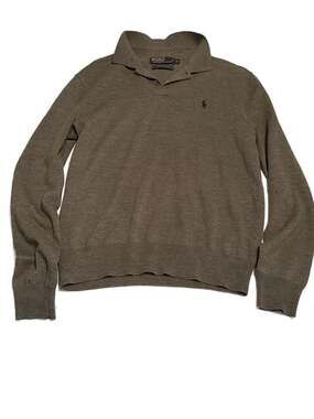 Polo Ralph Lauren Men's Gray 100% Merino Wool Button Shawl Collar Sweater Size S